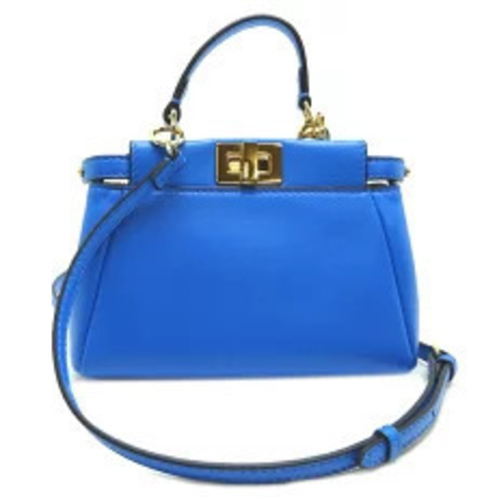Fendi Peekaboo Shoulder Bag Nappa Leather Blue Royal